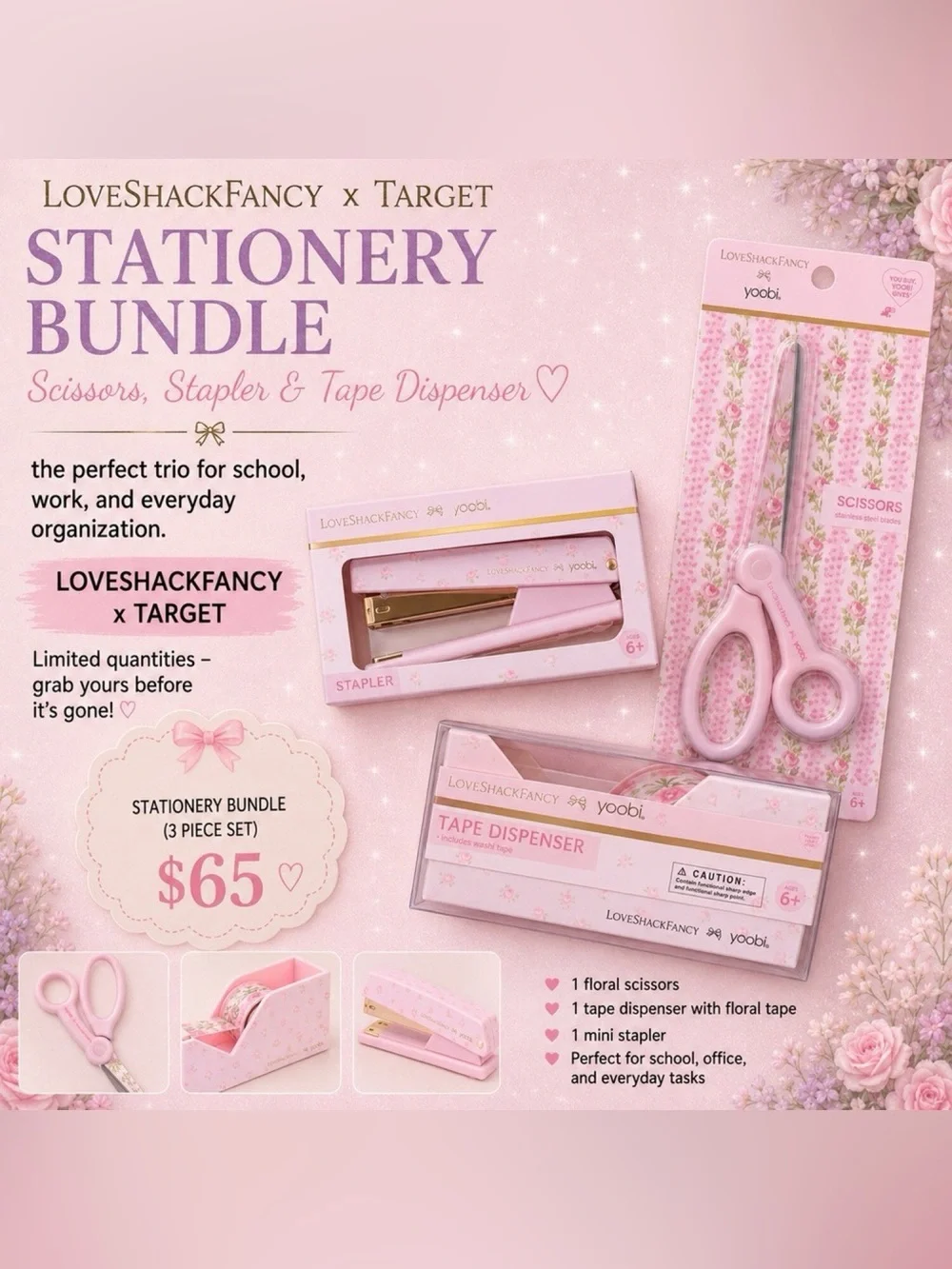 LoveShackFancy x Target Pink & Gold Stationary Bundle